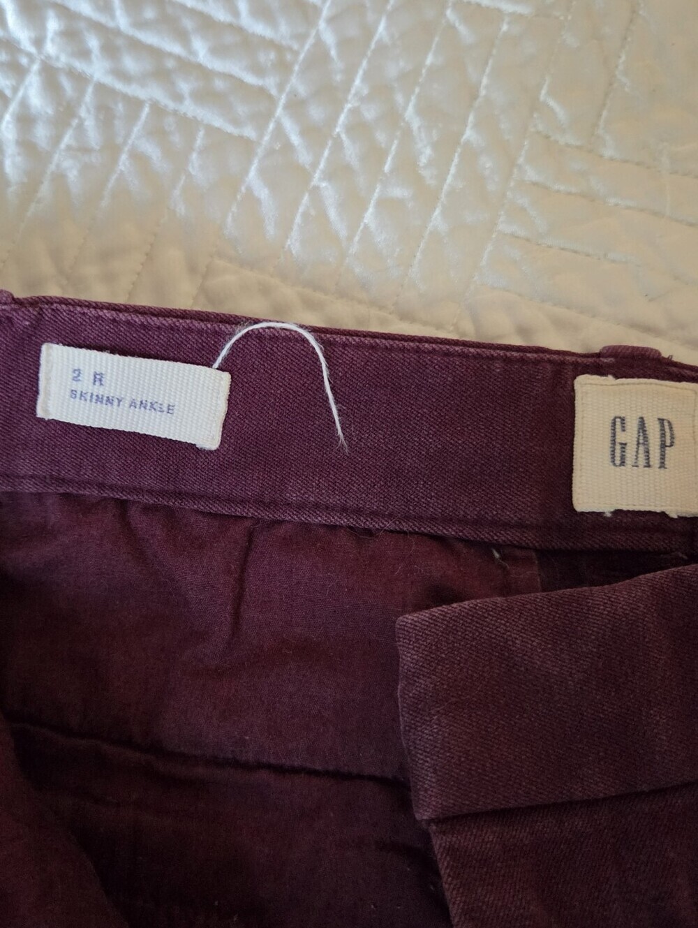 GAP Skinny Ankle Pants Burgundy Plum Stretch Career Office Pants Women's 2R - Picture 2 of 4